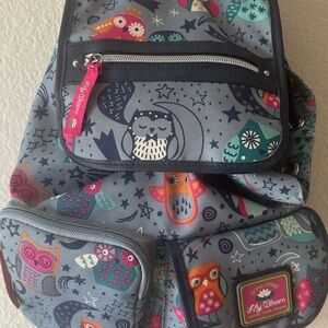 Lily Bloom Kids Backpack with Owl Design - Gray and Multicolor